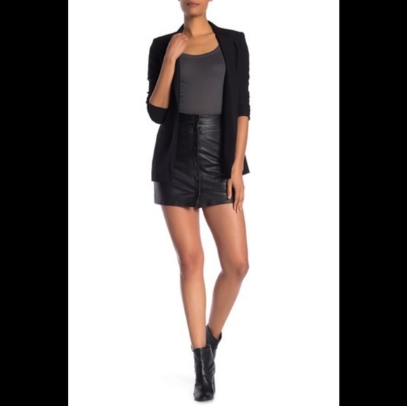 AllSaints Setal Button Down Leather Skirt - Picture 5 of 8